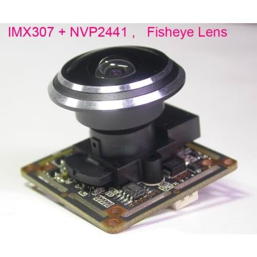 Fisheye 1.9mm Lens AHD-H 1/2.8" STARVIS IMX307 CMOS + NVP2441 CCTV camera module PCB board +OSD cable +IRC