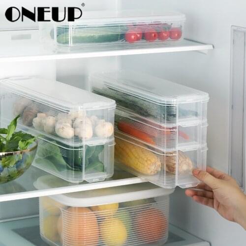 ONEUP Food Storage Box With Buckle Vegetables Fruits Fish Kitchen Storage Containers Organizer Refrigerator Stackable Container