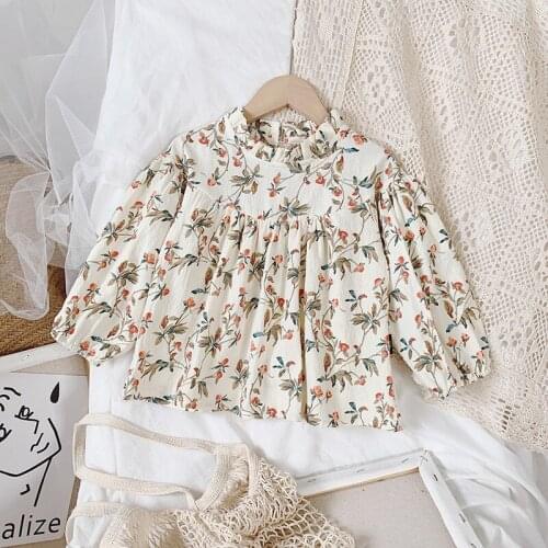 2020 Autumn Casual Flower Blouse For Girls Solid Blouse High quality Fashion Clothes