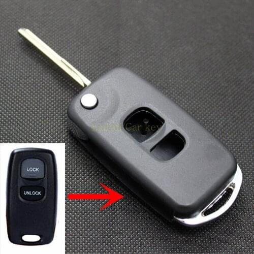 PINECONE for MAZDA 2 3 6 323 626 Car Key Case 2 Buttons Uncut Brass Blade Modified Remote Key ABS Shell 1PC