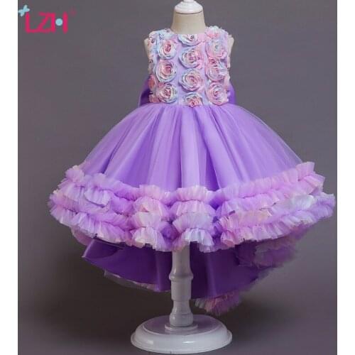 LZH Wedding Party Dress For Children Sleeveless Net yarn tutu skirt Flowers baby girl Princess dress Evening dresses kid clothes
