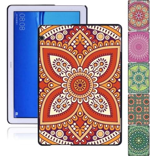 Casual Plastic Tablet Case For Huawei MediaPad T3 8/T3 10 9.6 Inch/T5 10 10.1 Inch Mandala Pattern Hard Cover Shell+Free Stylus