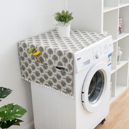 Dustproof Washing Machine Cover With Pocket Single Door Refrigerator Dust Cover Decorative Household Home Storage