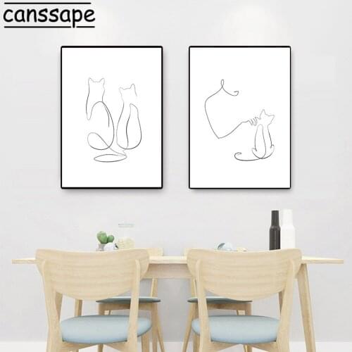 Nordic Poster Abstract Canvas Painting Line Cat Wall Print Minimalist Wall Paintings For Living Room Interior Home Decoration