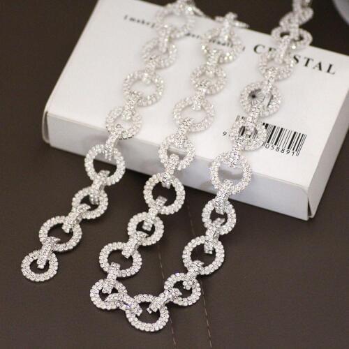 Torus 1 yard Crystal Rhinestone Cup Chain Dress Decoration Trim Applique Sew on Rhinestone Chain For Wedding Dress