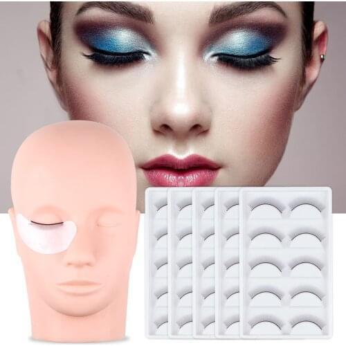 Eyelash Extension Training Kit False Eyelashes Practice Head Silicone Mannequin Model Handmade Eye Lash Beginner Practicing Set