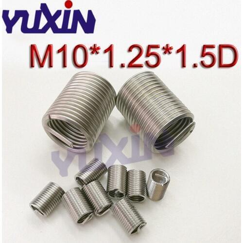 50pcs M10*1.25*1.5D Wire Thread Insert A2Stainless Steel Wire Screw Sleeve M10 Screw Bushing Helicoil Wire Thread Repair Inserts