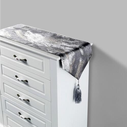 High-grade polyester Jacquard tablecloth TV cabinet silver table runner hotel supplies table runner autumn