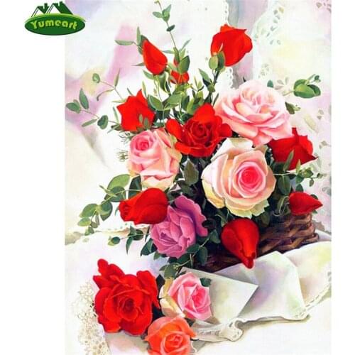 Yumeart 5D DIY Diamond Painting by Number Flower rose Full Square Drill Paint With Diamonds Embroidery Kits Art Decorations Home