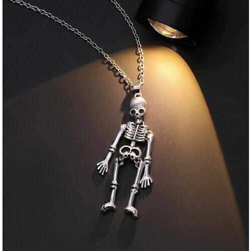 Personality Metal Pumpkin Skeleton Skull Necklace for Men Women Halloween Ghost Skull Bat Pumpkin Head Necklace Party Jewelry