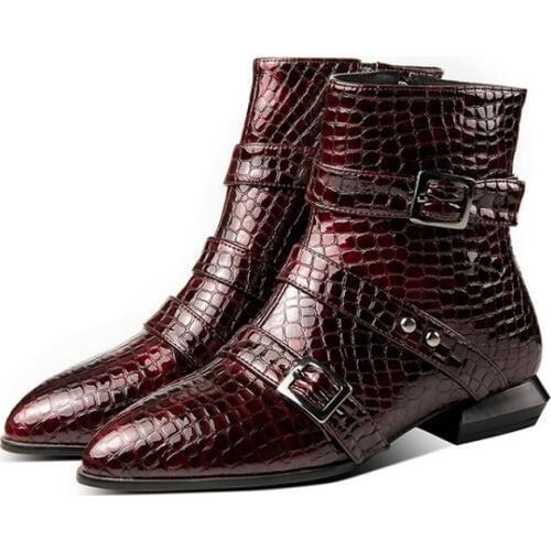 Fashion women Botas Mujer Winter Fur Big Size 33-50 New Round Toe Buckle ANKEL Boots Women Casual HIGH Heels 2.5CM Shoes YM-36