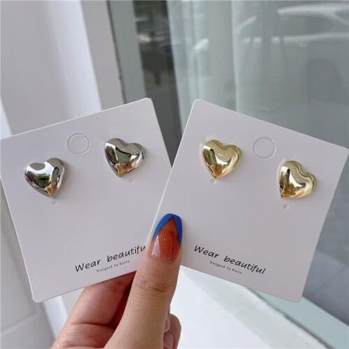 South Korea 2021 New Fashion Golden Love Earrings Simple Temperament Net Celebrity Wild Personality Earrings Earrings