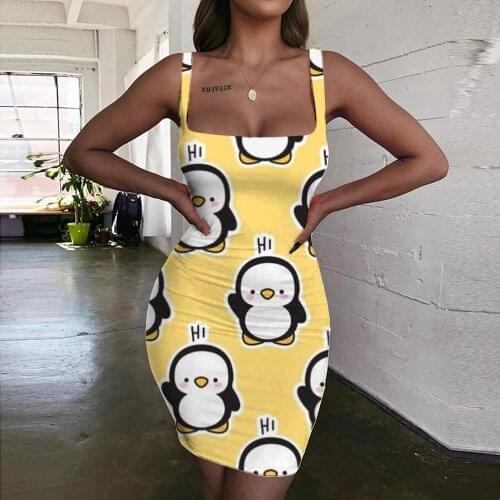 Giyu Brand Penguin Dress Women Animal Vestido Sexy Yellow Ladies Dresses Lovely Bodycon Dress Womens Clothing Plus Size New