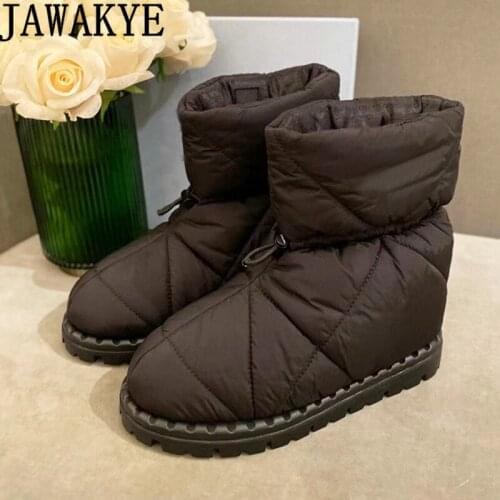 Winter Warm Chelsea Ankle Boots Women Round toe Thick sole Elastic band Slip on Snow Boots Thicken Luxury Brand Botas mujer