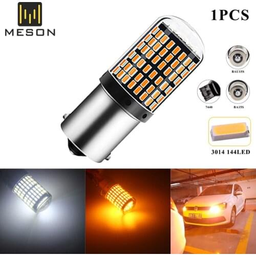 1Pcs 1156 Ba15s Bau15s P21W PY21W T20 W21W 7440 Turn Signal Light S25 144 SMD Canbus ERROR FREE Car Bulb Brake Lamp12-24v