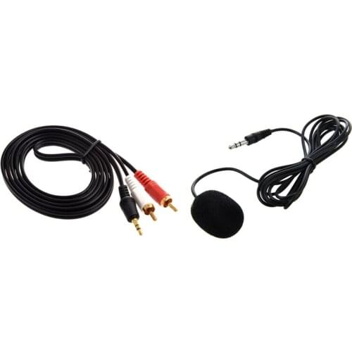 1 Pcs 3.5Mm Jack To 2 X RCA Phono Audio Cable & 1 Pcs 3.5Mm Clip on Lapel Miniphone for PC Laptop