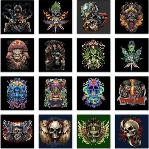3D Diamond painting Cross stitch Cartoon SKULL Full Square Diamond embroidery death avatar Round Diamond mosaic horror halloween