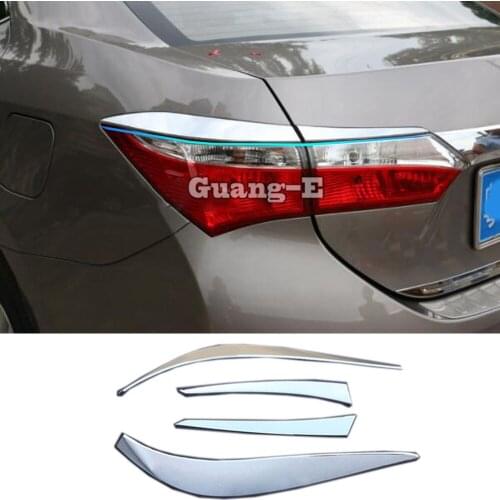 Car styling body Rear tail back Light lamp frame stick chrome ABS cover trim panel 4pcs For Toyota Corolla Altis 2017 2018 2019