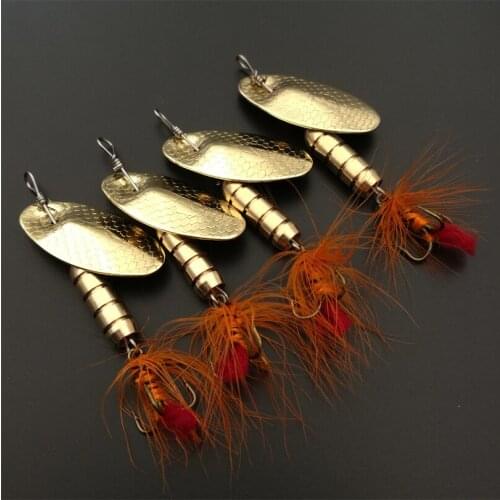 Shared With Fish 4pcs Fishing Fly Feather Treble Hook Spinner Spoon Lure baits With Box