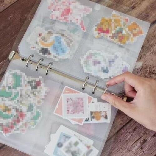 A5 Transparent Color Plastic Clip File Folder PVC Pouch 6-Hole Clear Card Bills Bags Holder Wallet Pockets Agenda Office Station