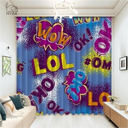 Abstract Wall Graffiti Curtain For Children Home Modern Living Room Curtains Interior For Home Decor Door Curtains Micro Shading