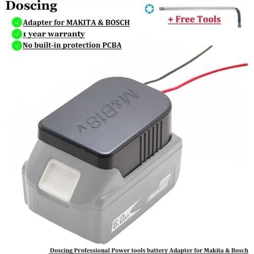 18V Battery Mount Connector Adapter Dock Holder 14 awg Wires For Makita & Bosch 18V Lithium Battery BL1860 BL1830 BL1850 BAT609