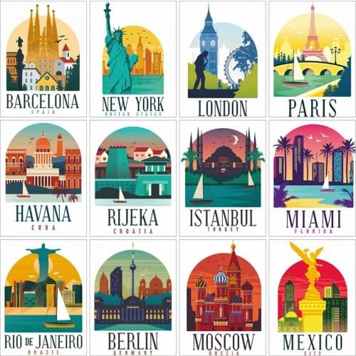 EverShine Diamond Painting Building Picture Rhinestones Diamond Mosaic Landscape Cross Stitch Tower Bead Embroidery Home Decor