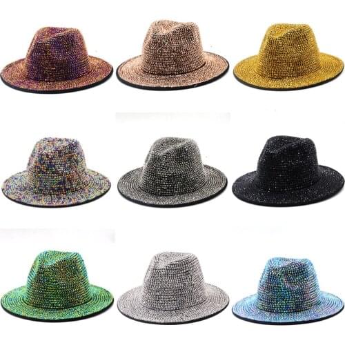 England Retro Rhinestone Fedora Unisex Church Party Club Jazz Top Hat For Women And Men Stage Business Clothing Accessories