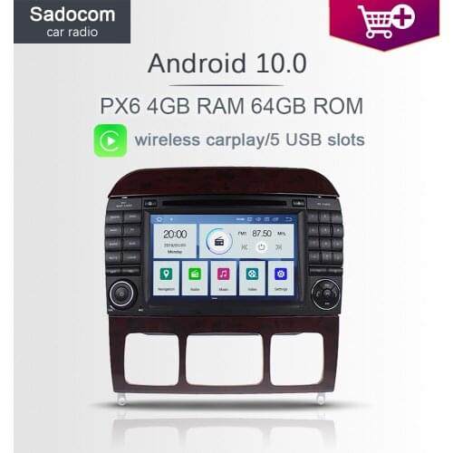 PX6 2 Din Android 10.0 Car DVD player 6 Core 64GB ROM 4GB car radio autoradio For Benz S-Class W220 S400 S420 S430 W215 CL600