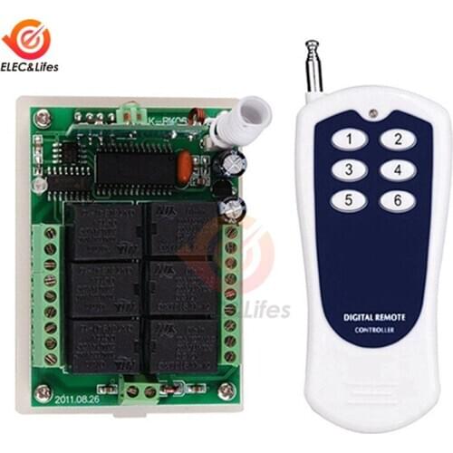 DC 12V 10A RF Wireless Remote Control Transmitter + Receiver 3000M 315MHZ 6 Channel For Control Lamp Fan Motor