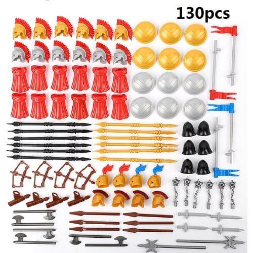 Medieval Military Weapon Blocks Castle Rider Soldiers Viking Roman Knight Barbarian Shield Sword Helmet Armor Arrow City Bricks