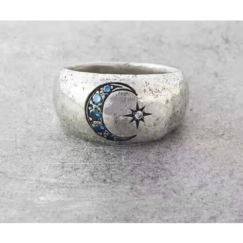 Bohemian Vintage Sun Moon Ring for Women Artistic Design Retro Siver Color Unisex Female Statement Rings Fashion Jewelry Gift