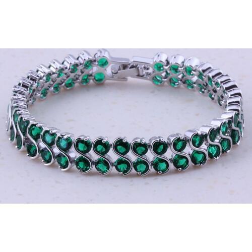 Flawless Green Imitation Emerald Silver Plated Color Fashion Charm Bracelets For Women Trend Party Best Accessories D0029