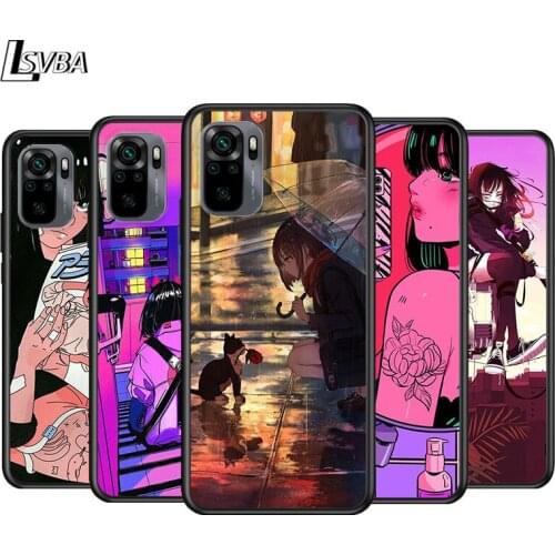 Anime Neon Color Art Girl For Xiaomi Redmi Note 10S 10 9T 9S 9 8T 8 7S 7 6 5A 4X Pro Max Phone Case