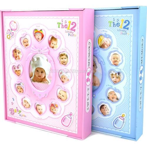 Children Photo Album Baby 12 Months Growth Cover Frame Decor Kids Birthday Souvenir Gifts 6/8 inch Pictures 220 Sheets Storage
