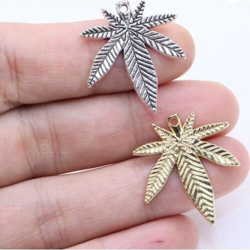 Eruifa 10pcs 25mm Leavs/Leaf Zinc alloy Jewelry DIY Charms Pendant Necklace, Earring Bracelet 2 Colors