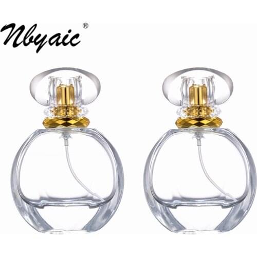 Nbyaic Perfume sub-bottling 50ml high-grade crystal gold cover thickened transparent glass empty perfume spray bottle 1pcs