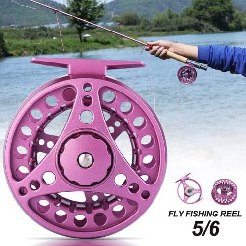 Sougayilang Fly Fishing Reel CNC Full Metal Aluminum 5/6WT Fly Fishing Reels Large Arbor Left/Right Fishing Coil Fishing Tackle