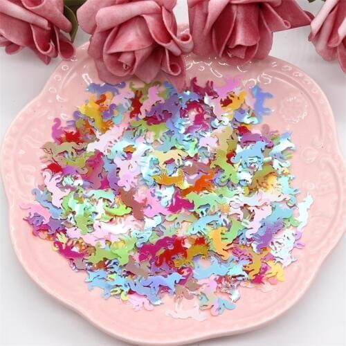 KSCRAFT 10mm*20mm Unicorn Shape Sequins PVC Flat for DIY Card Making Craft Color Collection