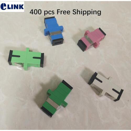 400pcs SC adapter fiber optic SM MM Simplex OM3 OM4 APC green aqua fibre optical coupler connector two part welded free shipping