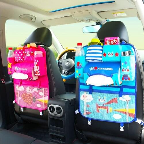 New Car Seat Back Organizer Korean Cartoon Multi-Pocket Oxford Cloth Storage Bag Auto Interior Accessory Stowing Tidying For Kid