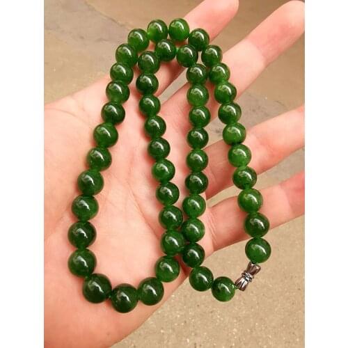 Natural green jade necklace real jasper 10mm beads necklaces jadeite jade jewelry men necklace long necklace