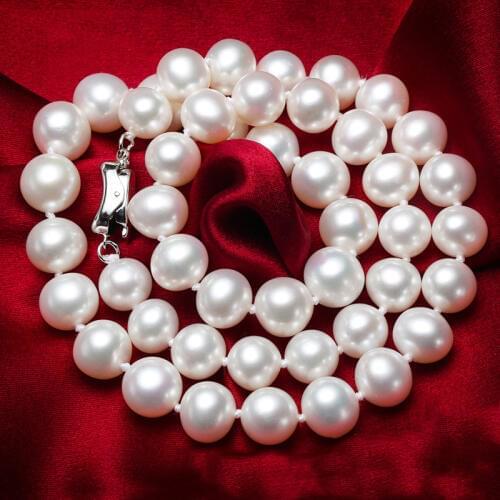 NYMPH Pearl Necklace Jewelry Real Freshwater 8-9mm Large Near Round Pearl Choker Few Flaws Gift Wedding For Women X307