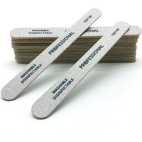 50pcs/Lot Wooden Nail File 100/180 Grey Sandpaper Buffer Block Professional Nail Files Pedicure Manicure Polishing Tools