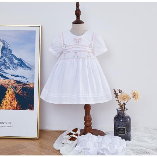 2Pcs Baby Girl Smocking Dresses For Toddler Handmade Smocked Frock Infant Embroidery Dress Children Boutique Spanish Clothes