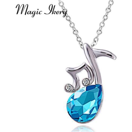 Magic Ikery New 2016 Fashion Crystal rhinestone Music Musical Note Pendants Necklaces For Women Charm MKSY00233