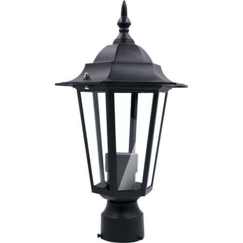 Post Pole Light Outdoor Garden Patio Driveway Yard Lantern Lamp Black Top