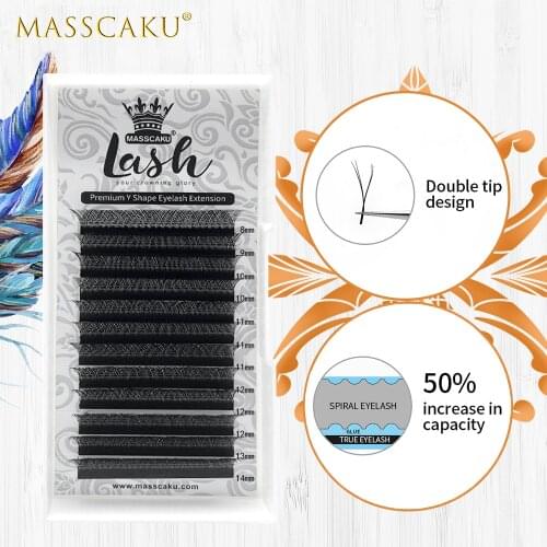 MASSCAKU Lash Manufacturer Soft Y Eyelash Extension High Quality Premium Matte Y Type False Eyelashes for Beaty Makeup