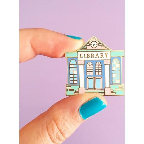 Simplicity Cartoon Library Hard Enamel Pin Book Lover Lapel Pins Literary Bookworm Badge Backpack Pins Decor Jewelry Unique Gift