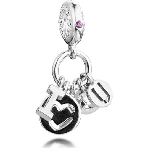 Charms 925 Silver Original Fit Pandora Bracelets Sterling Silver I Love You Hanging Charm Beads for Women diy Jewelry Making